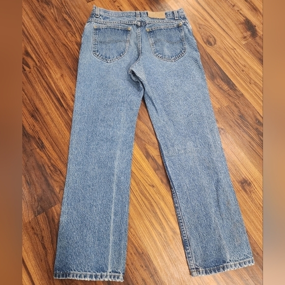 Vtg Lee Jeans Mens 33x31 Straight Leg Union Made USA Mid-rise Leather Patch - Picture 2 of 13
